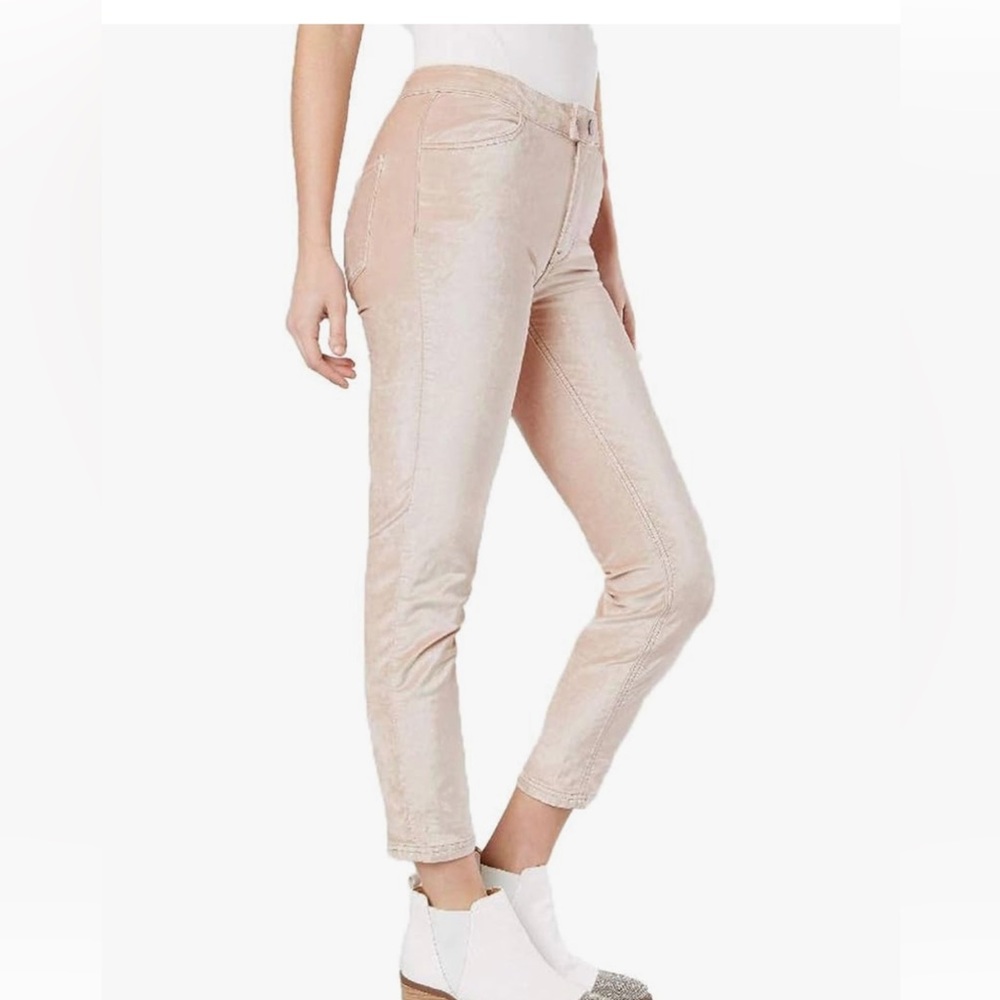 Free People RARE Sweet Jane champagne velvet skinnies pants leggings jeans NWT